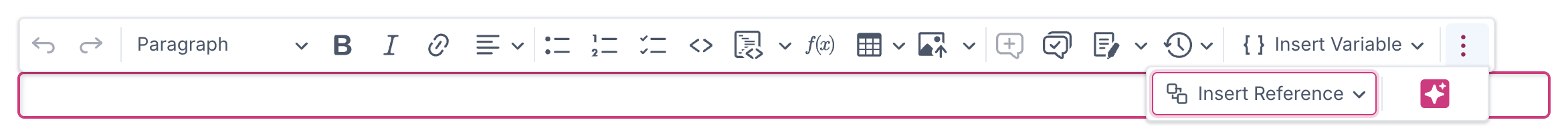 A screenshot showing the content editing toolbar